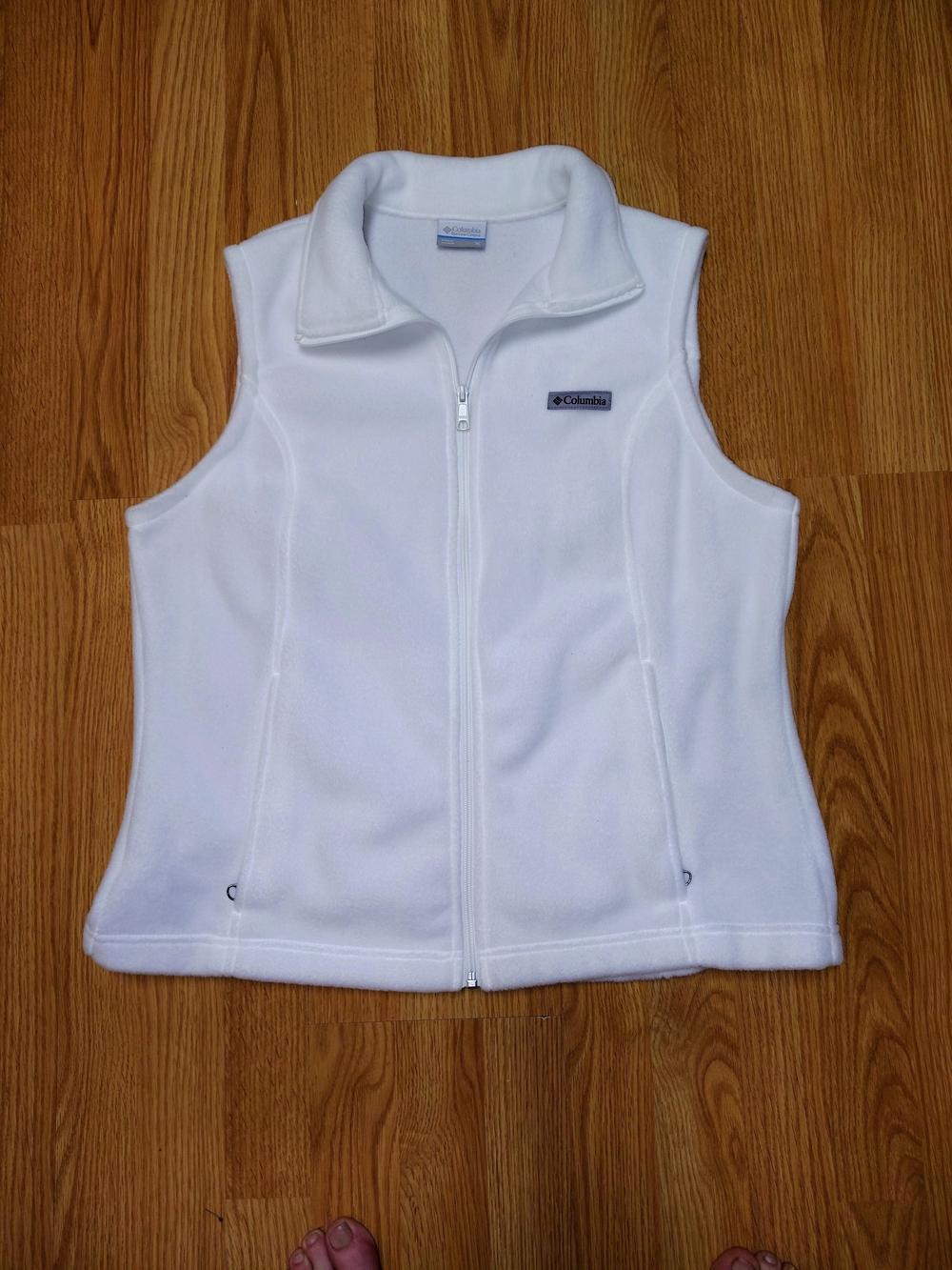 Columbia Women's White Fleece Vest with Full Zip Size XL